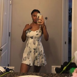 Crepe white floral dress